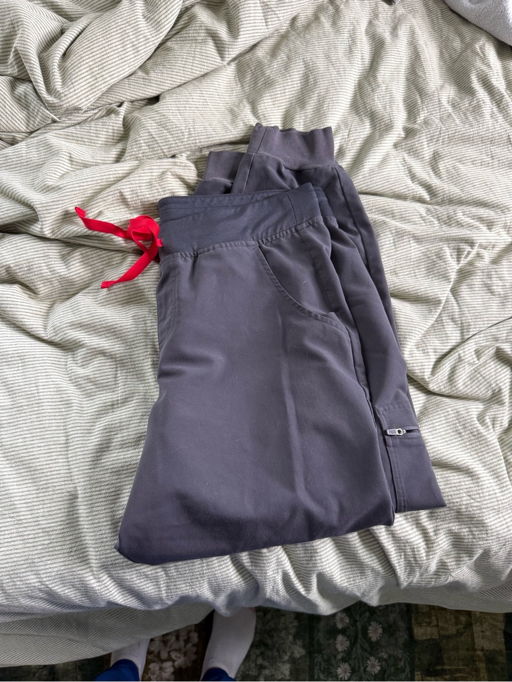 Figs Women's Charcoal Jogger Pants with Red Drawstring